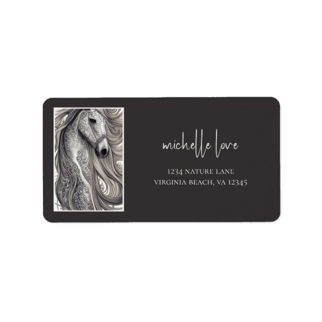 Beautiful Grey Horse with Flowing Mane Address Label (Front)