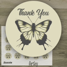 Beautiful Grey Minimalist Butterfly Thank You