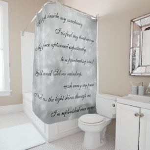Beautiful grey /silver Cleansing Mantra design Shower Curtain