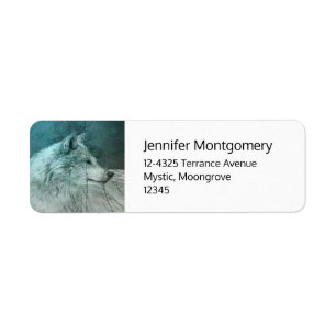 Beautiful Grey Wolf in a Dark Forest Address Return Address Label