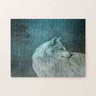 Beautiful Grey Wolf in a Dark Forest Jigsaw Puzzle