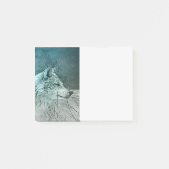 Beautiful Grey Wolf in a Dark Forest Post-it Notes (Front)