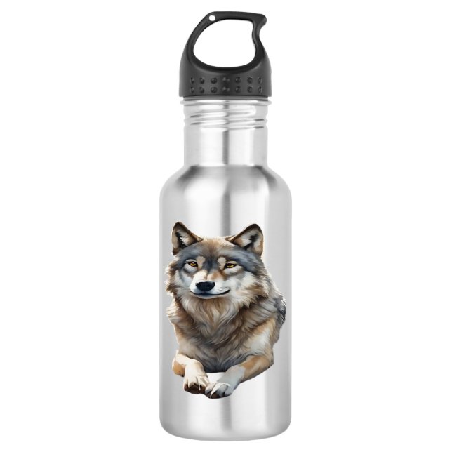 Beautiful Grey Wolf lounging  710 Ml Water Bottle (Front)