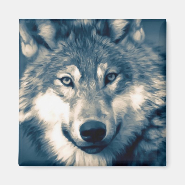 Beautiful Grey Wolf Woodland Animal Magnet (Front)