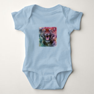 Beautiful Growling Bengal Tiger Face Photo Baby Bodysuit