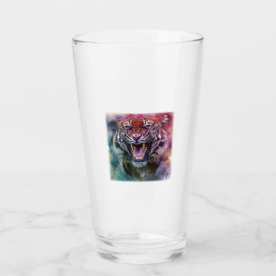 Beautiful Growling Bengal Tiger Face Photo Glass