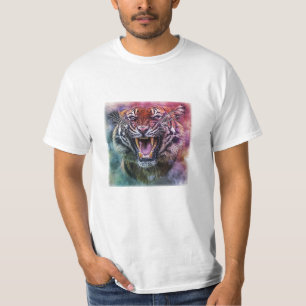 Beautiful Growling Bengal Tiger Face Photo T-Shirt