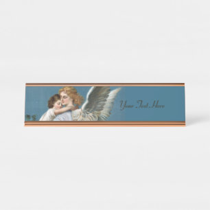 Beautiful Guardian Angel Painting Desk Name Plate