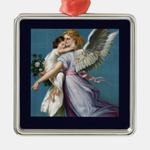 Beautiful Guardian Angel Painting Metal Ornament