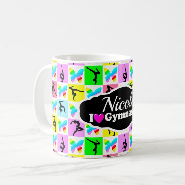 BEAUTIFUL GYMNASTICS BUTTERFLY DESIGN COFFEE MUG (Front Left)