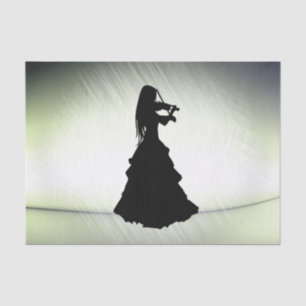 Beautiful Gypsy Girl Plays Violin Green  Tissue Paper