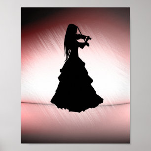 Beautiful Gypsy Girl Plays Violin Poster