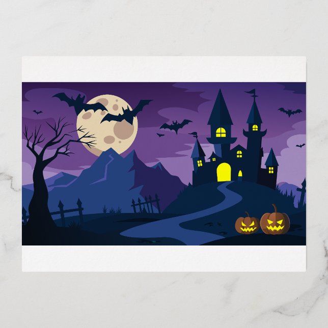 Beautiful Halloween Foil Holiday Postcard (Front)