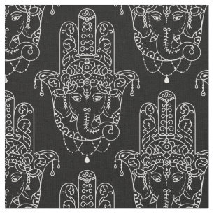 Beautiful Hamsa Hand on black Fabric