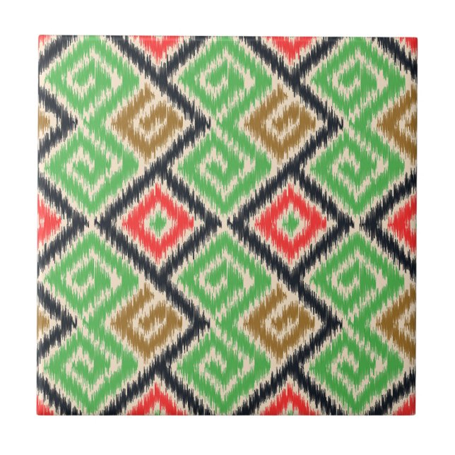 Beautiful hand dran tribal pattern Kitchen Green Ceramic Tile (Front)