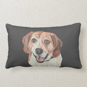 Beautiful Hand Drawn Beagle Lumbar Throw Pillow