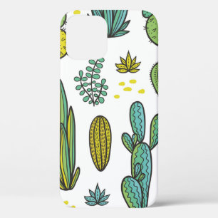 Beautiful hand drawn cacti abstract natural seamle iPhone 12 case