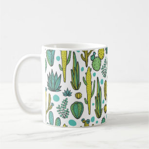 Beautiful hand drawn cacti abstract natural seamle coffee mug