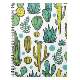 Beautiful hand drawn cacti abstract natural seamle notebook