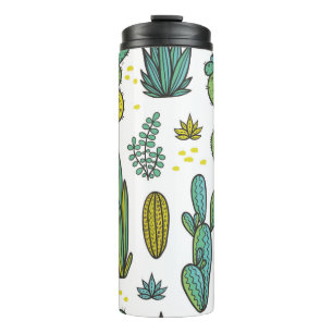 Beautiful hand drawn cacti abstract natural seamle thermal tumbler