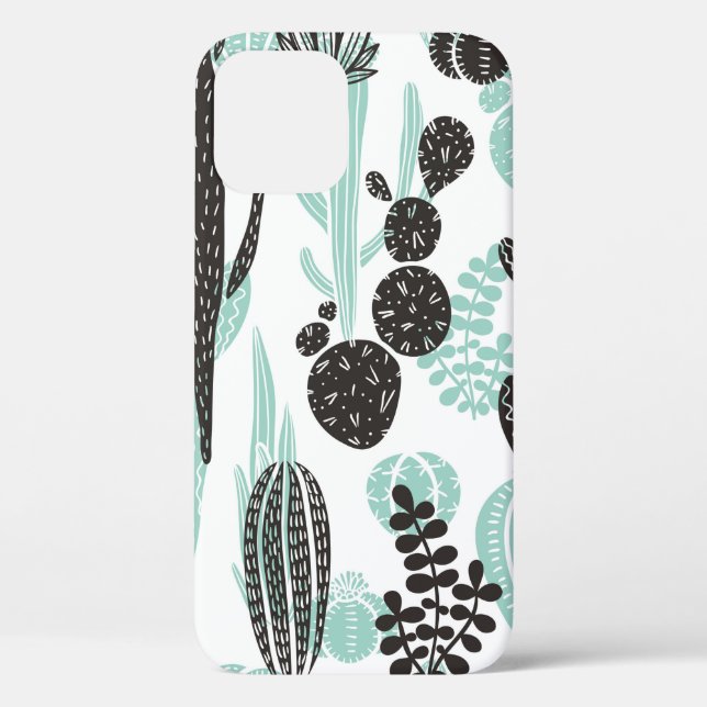 Beautiful hand drawn cacti doodle seamless pattern Case-Mate iPhone case (Back)