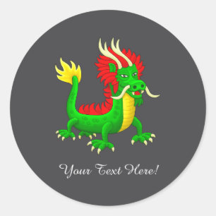 Beautiful Hand Drawn Chinese Dragon Classic Round Sticker