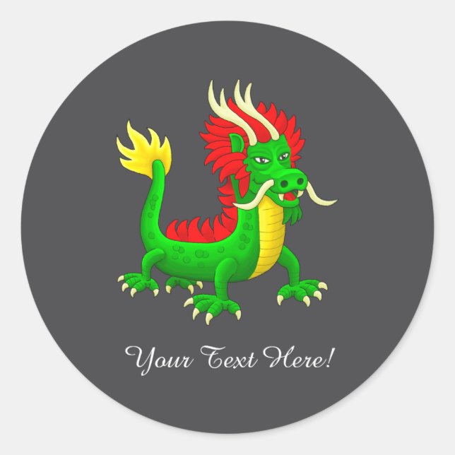 Beautiful Hand Drawn Chinese Dragon  Classic Round Sticker (Front)