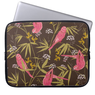Beautiful Hand drawn parrot birds in Bamboo forest Laptop Sleeve