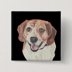 Beautiful Hand Drawn Pastel Beagle Pin Button