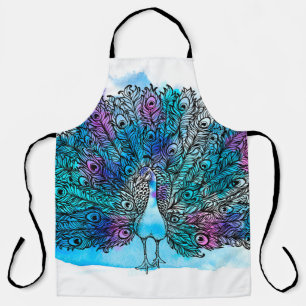 Beautiful Hand drawn Peacock bird consist many det Apron
