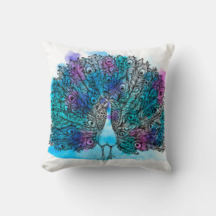 Beautiful Hand drawn Peacock bird consist many det Cushion