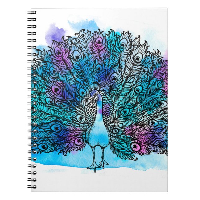 Beautiful Hand drawn Peacock bird consist many det Notebook (Front)