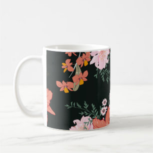 Beautiful hand drawn tropical forest floral, seam coffee mug