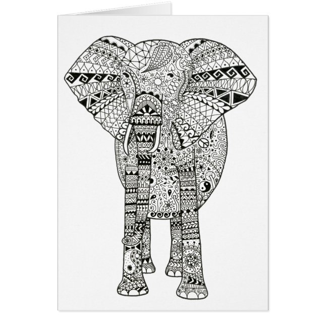 Beautiful Hand Illustrated Artsy Elephant (Front)
