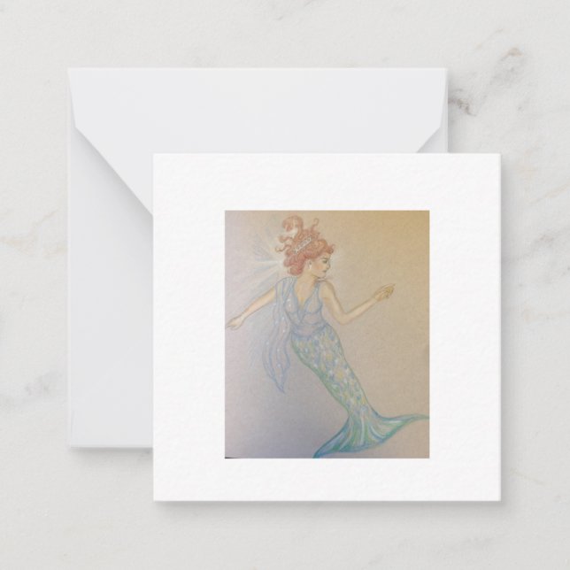 Beautiful Hand Illustrated Mermaid Card (Front)