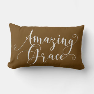 Beautiful, hand-lettered Amazing Grace script Lumbar Cushion