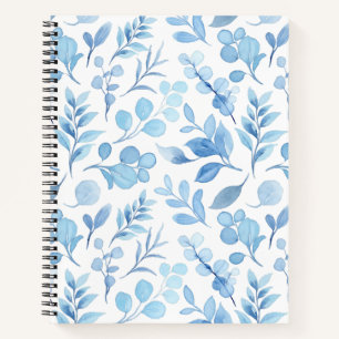 Beautiful hand painted blue and white plants notebook