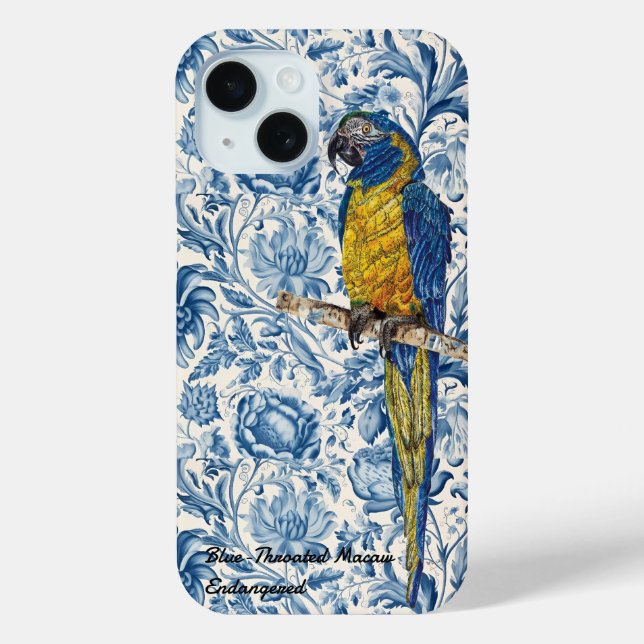 Beautiful Hand-Painted Endangered Macaw Case-Mate iPhone Case (Back)