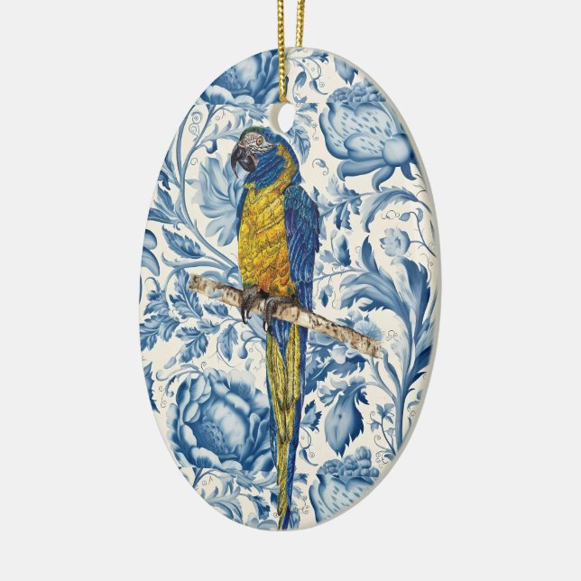 Beautiful Hand-Painted Endangered Macaw Ceramic Ornament (Left)