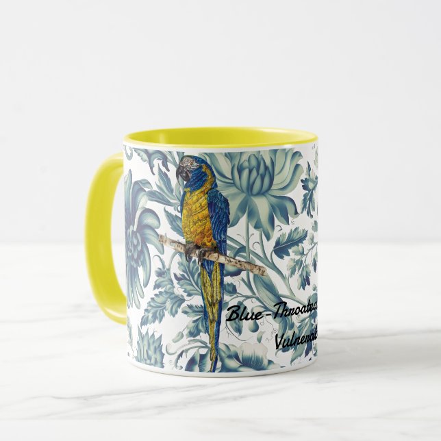 Beautiful Hand-Painted Endangered Macaw Mug (Front Left)