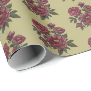 Beautiful, hand-painted floral spray wrapping paper