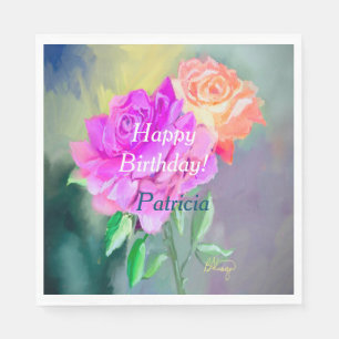 Beautiful hand painted roses for special occasion napkin