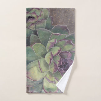 Beautiful Hand-Painted Succulent Botanical Art Hand Towel