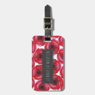 Beautiful Hand Painted Watercolor Poppy Flowers Luggage Tag