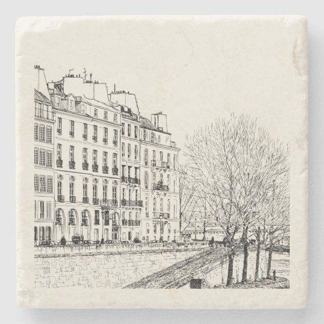 Beautiful Hand Sketch Stone Coaster (Front)