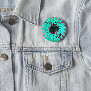 Beautiful hand sketched Flower 18th Birthday 6 Cm Round Badge