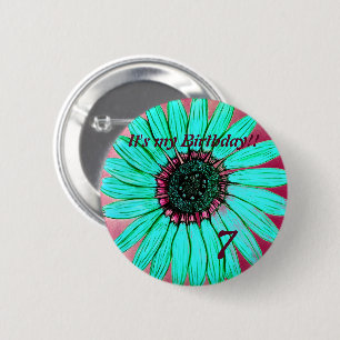 Beautiful hand sketched Flower 7th Birthday 6 Cm Round Badge