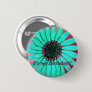 Beautiful hand sketched Flower Birthday 6 Cm Round Badge