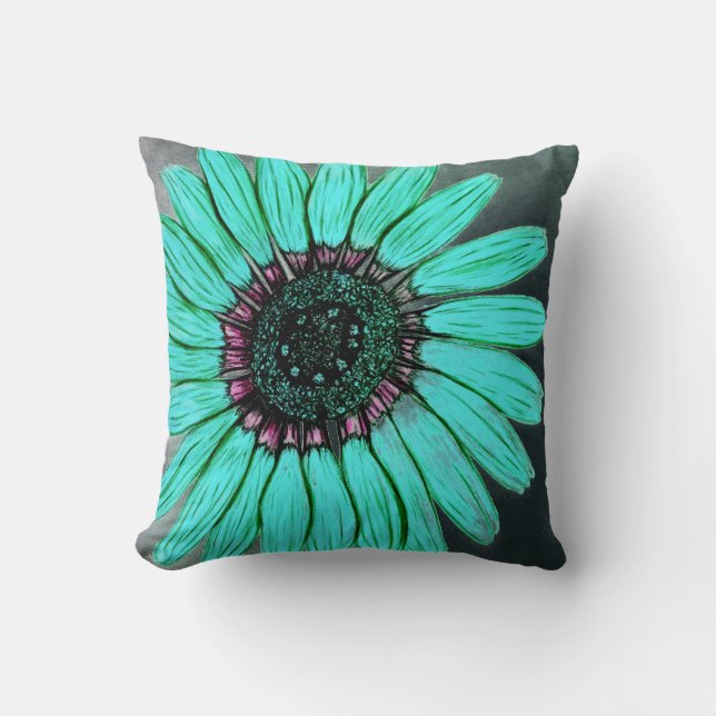 Beautiful hand Sketched Flower Cushion (Front)