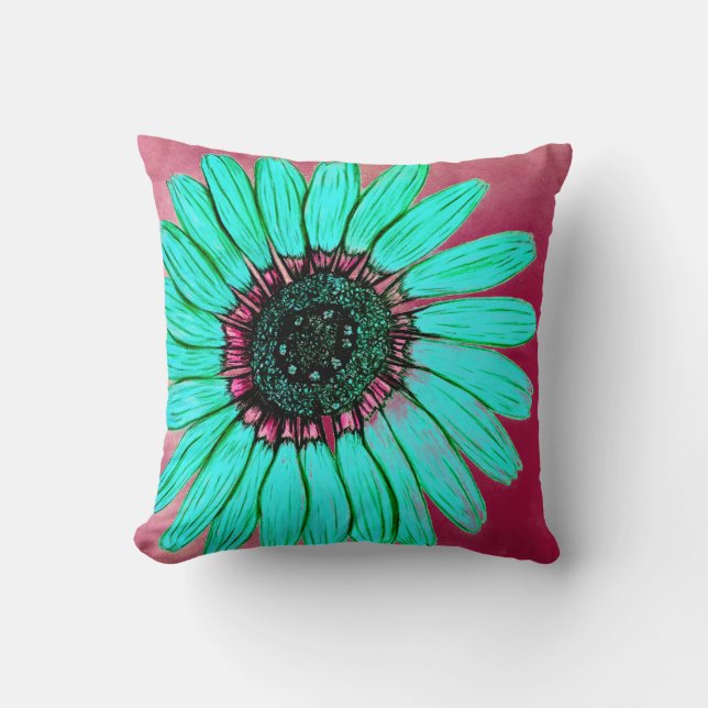 Beautiful Hand Sketched Flower Cushion (Front)